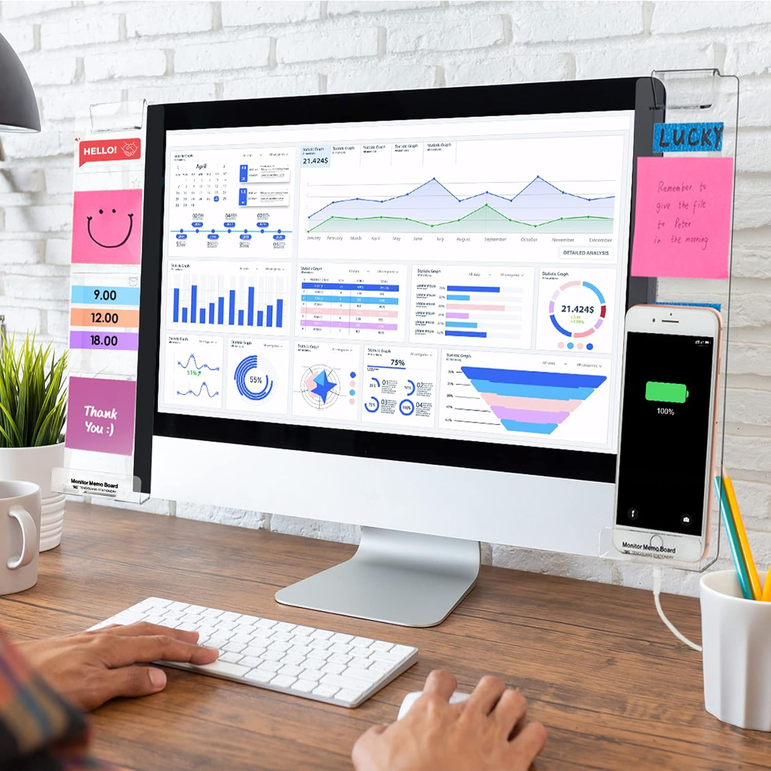 Dual Side Monitor Memo Board