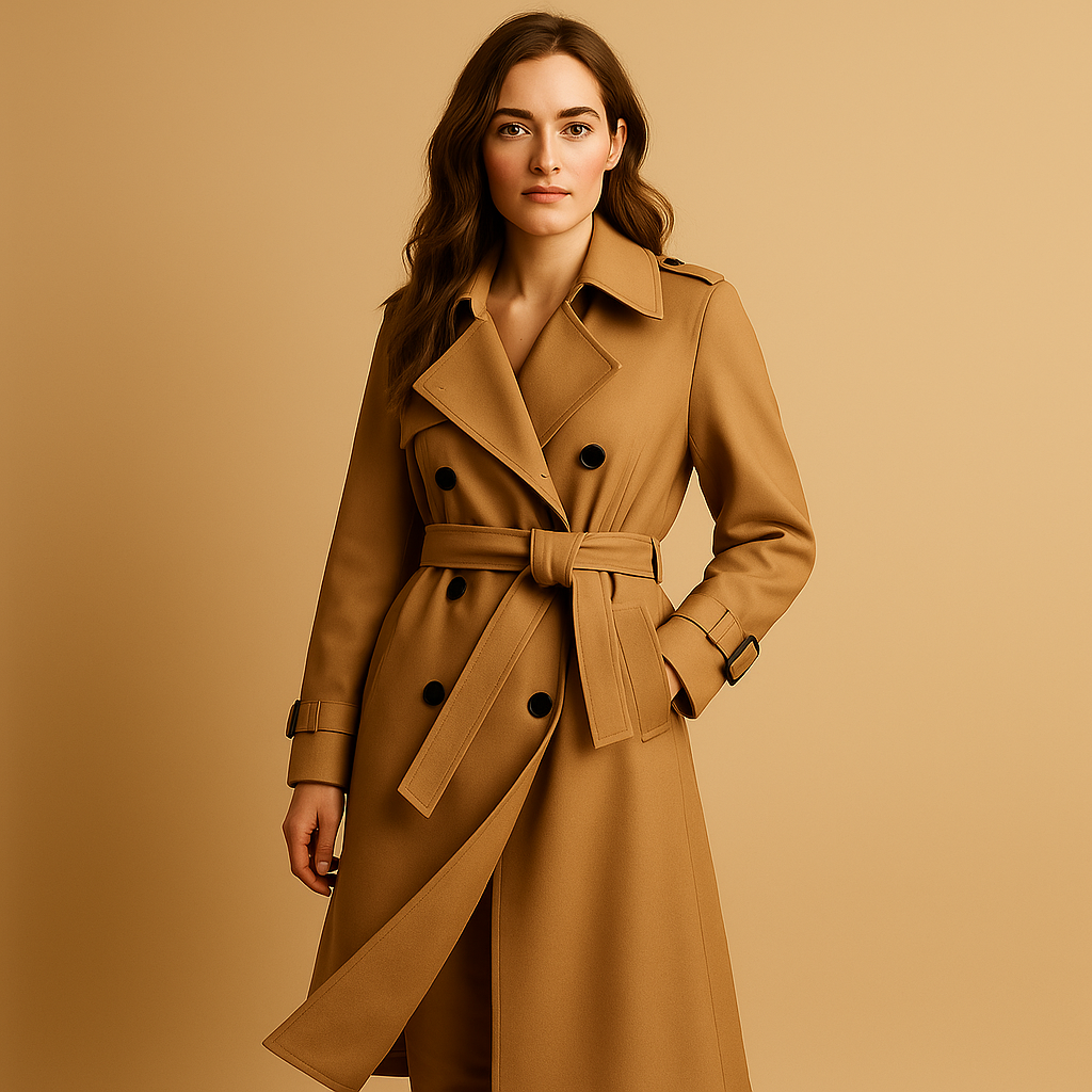 Manteau long d'hiver élégant à double boutonnage pour femme