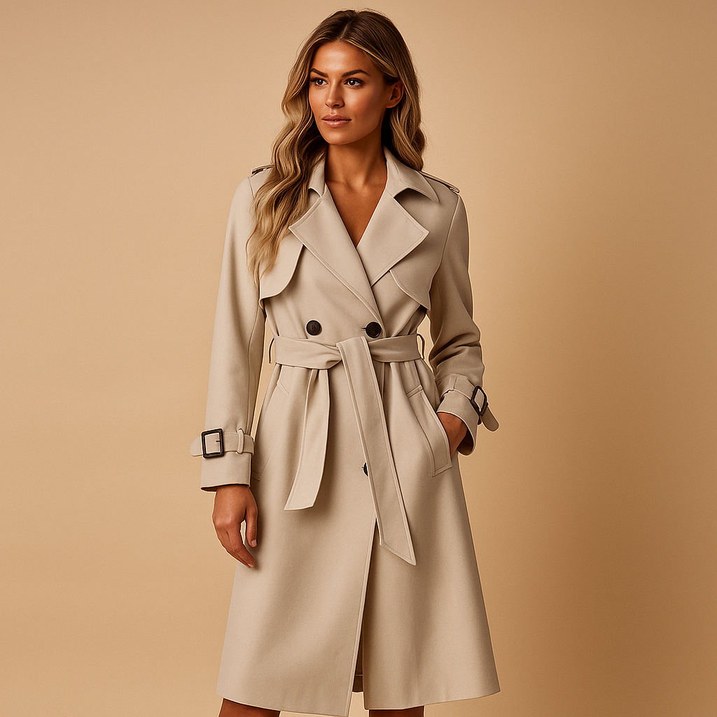 Manteau long d'hiver élégant à double boutonnage pour femme