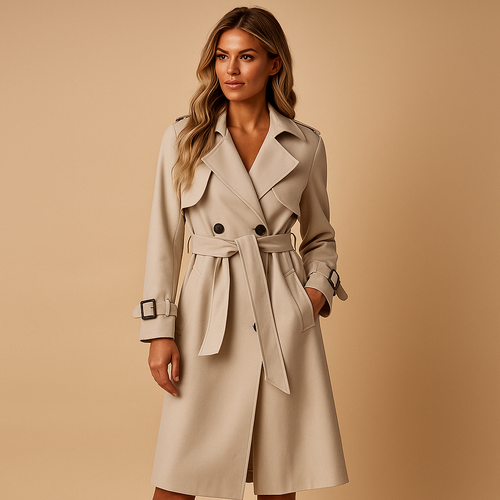 Manteau long d'hiver élégant à double boutonnage pour femme