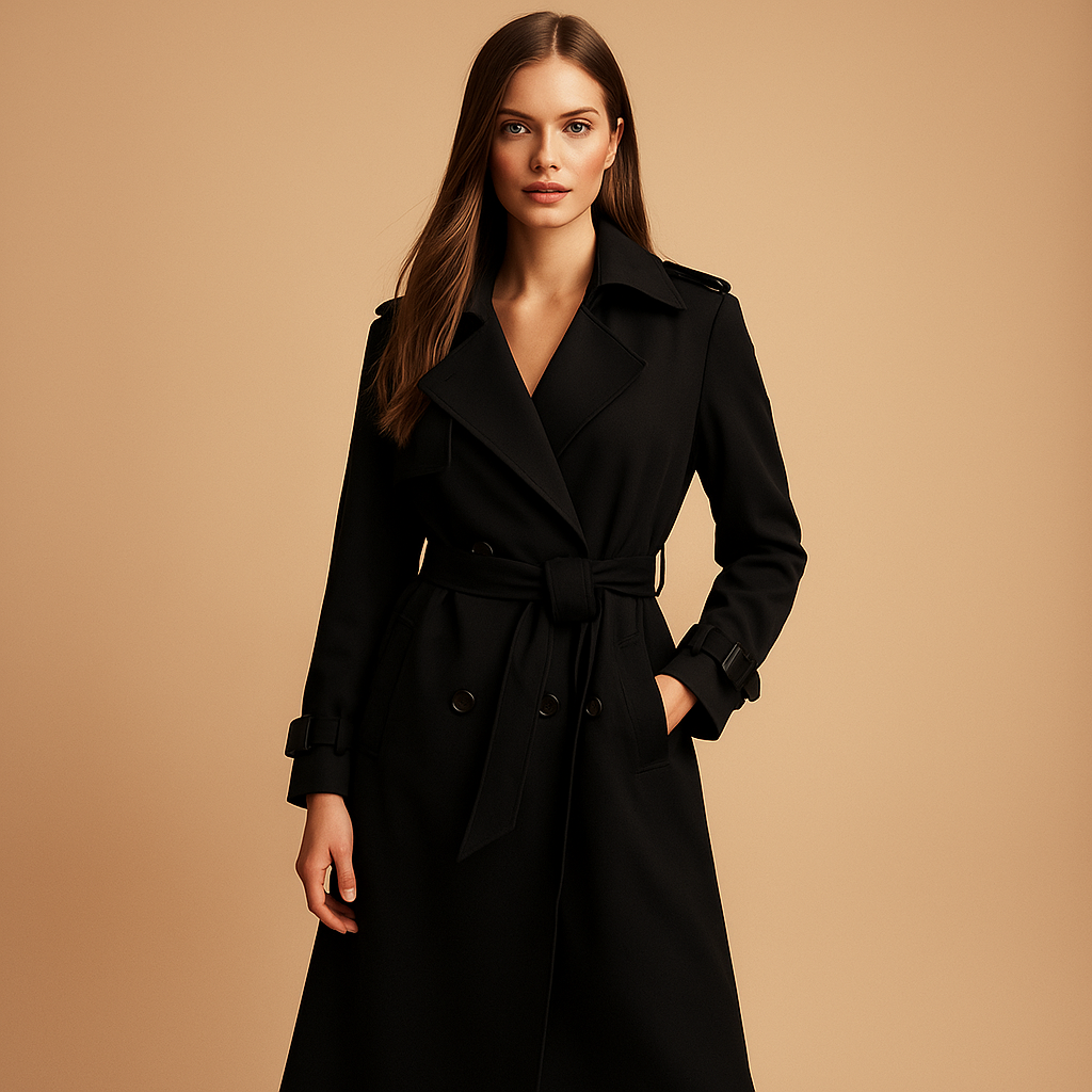 Manteau long d'hiver élégant à double boutonnage pour femme
