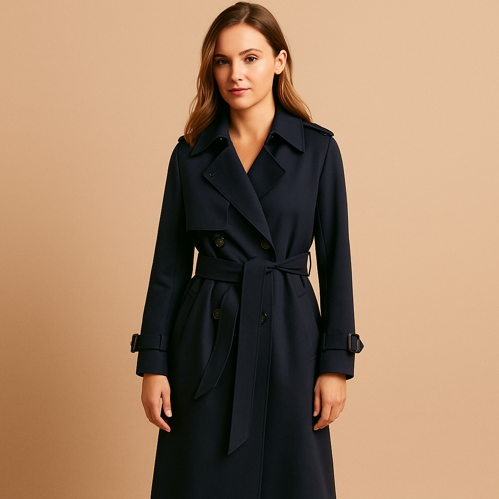 Manteau long d'hiver élégant à double boutonnage pour femme
