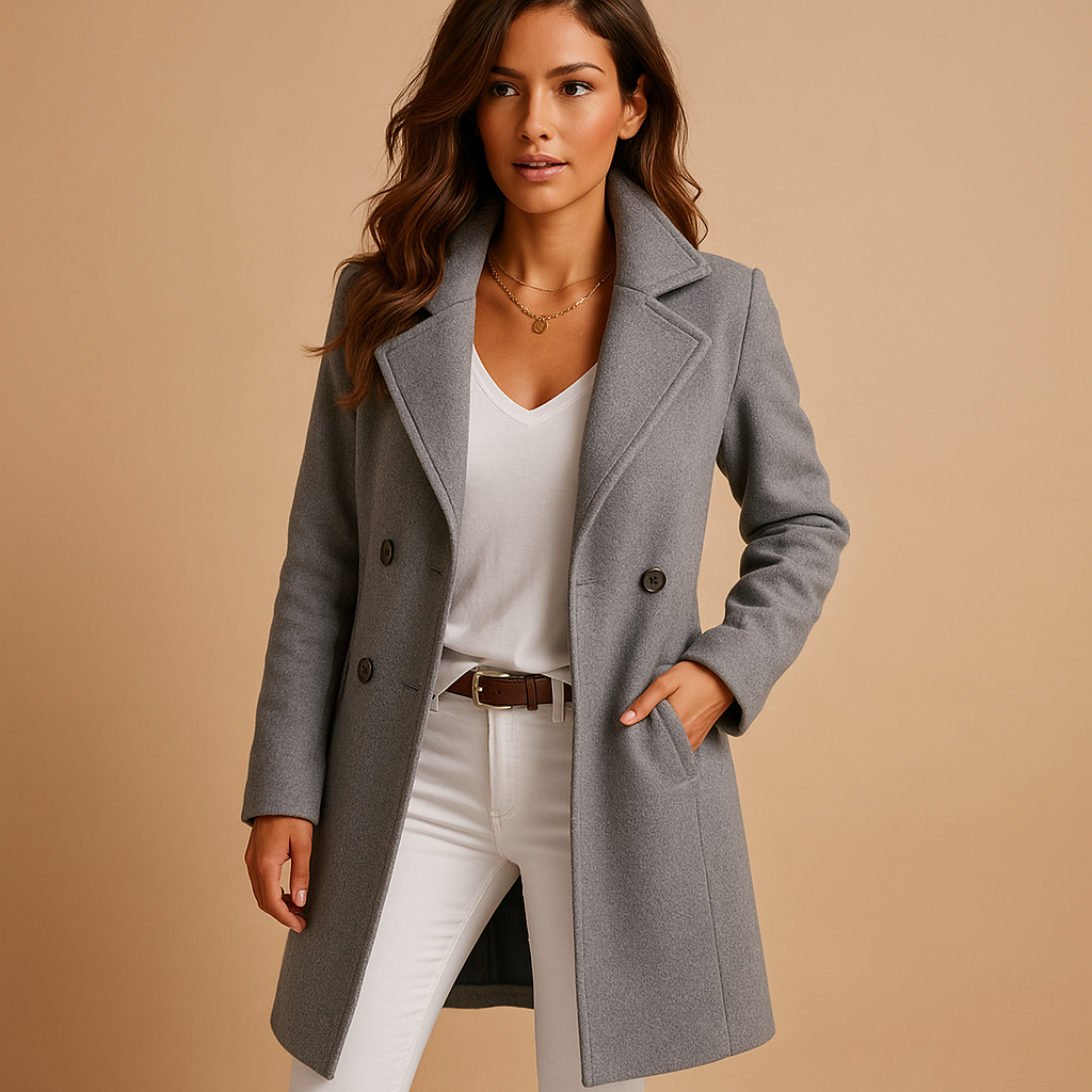 Manteau long élégant à boutons pour femme - Manteau tailleur