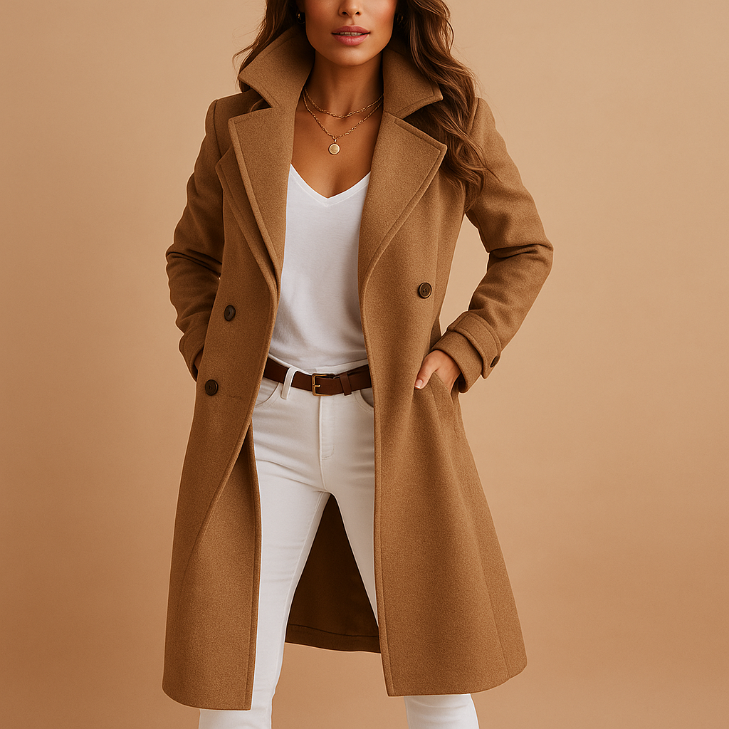 Manteau long élégant à boutons pour femme - Manteau tailleur