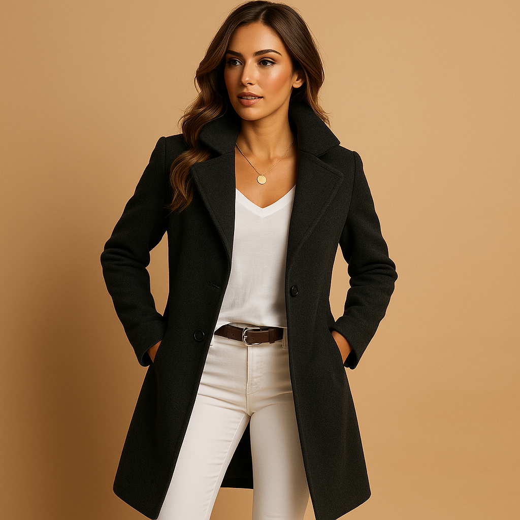 Manteau long élégant à boutons pour femme - Manteau tailleur